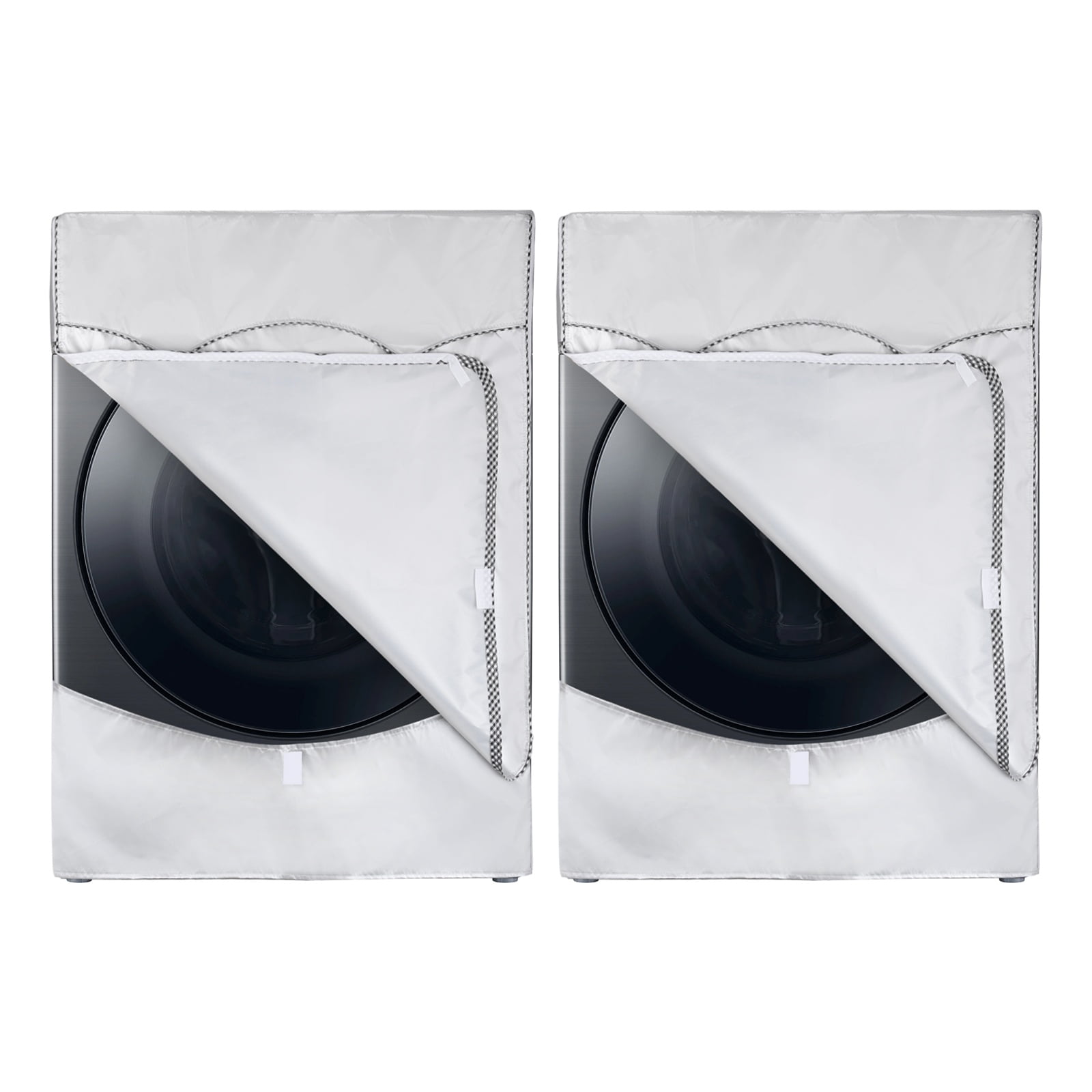 Uxcell 2 Pcs Washer and Dryer Covers 24"x20"x33"- Waterproof, Dustproof, Sun-Proof Front-loading 3 Side Washing Machine Cover with Zipper for Laundry Room Balcony, Silver