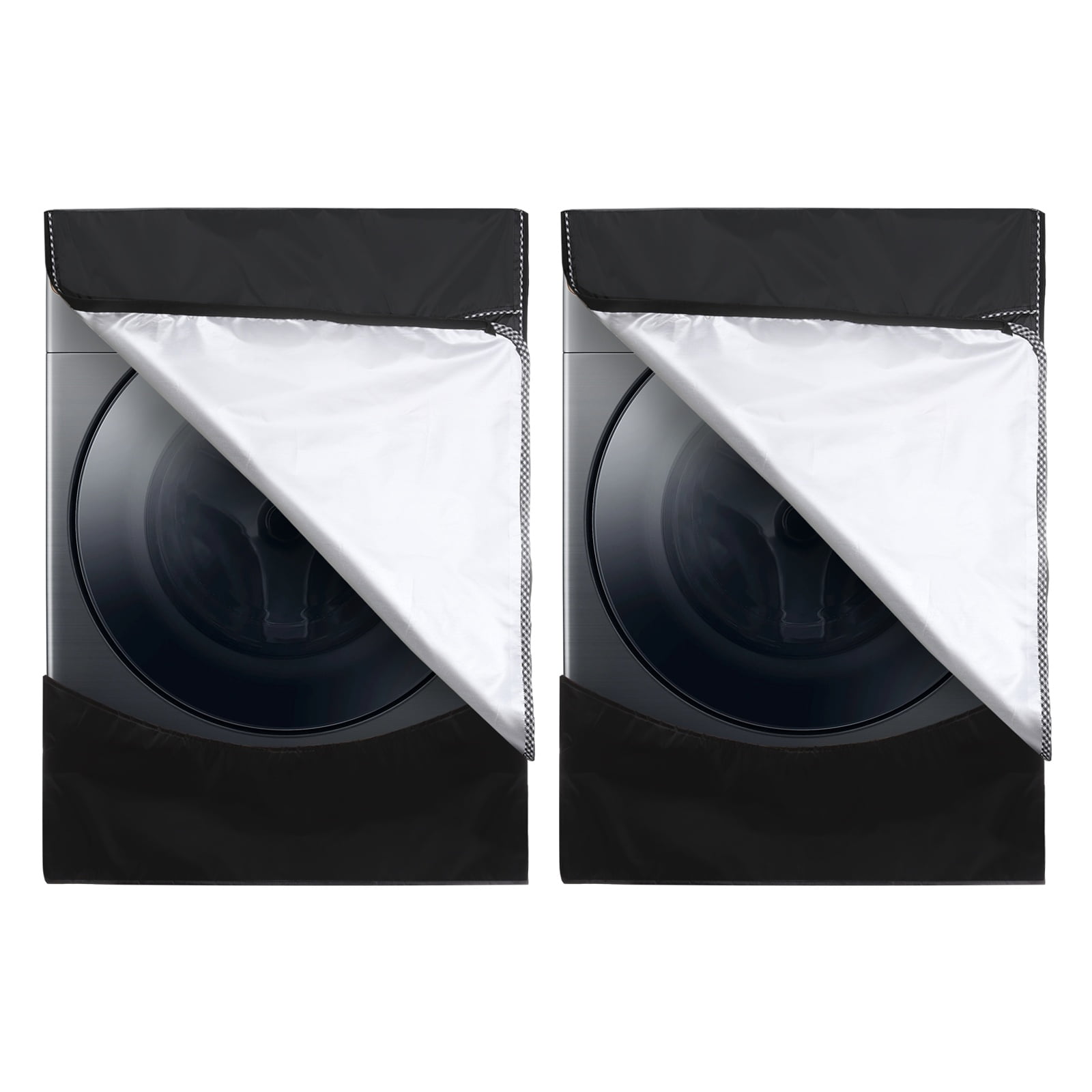 Uxcell 2 Pcs Washer and Dryer Covers 24"x26"x33"- Waterproof, Dustproof, Sun-Proof Front-loading 3 Side Washing Machine Cover with Zipper for Laundry Room Balcony, Black