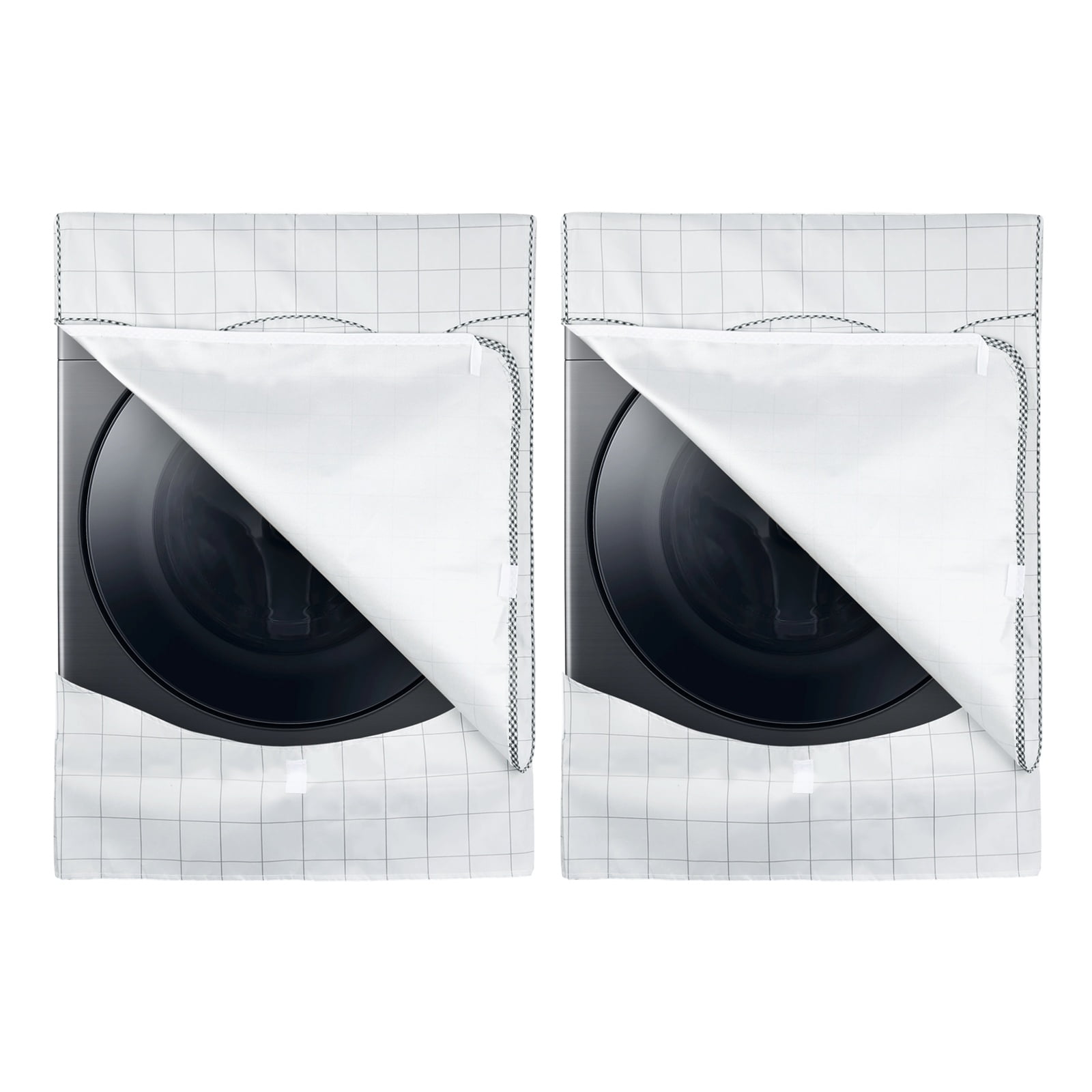 Uxcell 2 Pcs Washer and Dryer Covers 27"x32"x39"- Waterproof, Dustproof, Sun-Proof Front-loading 3 Side Washing Machine Cover with Zipper for Laundry Room Balcony, White