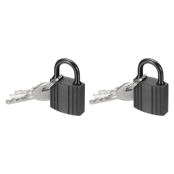 Uxcell 2 Pcs Weatherproof Padlocks, 1.3 Inch Wide Alloy Steel Outdoor Rustproof Long Beam Locks Vinyl Wrapped Waterproof Pin Tumbler Padlock with Brass Cylinder for Garages , Black