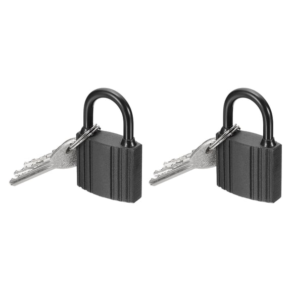 Uxcell 2 Pcs Weatherproof Padlocks, 1.5 Inch Wide Alloy Steel Outdoor Rustproof Long Beam Locks Vinyl Wrapped Waterproof Pin Tumbler Padlock with Brass Cylinder for Garages , Black