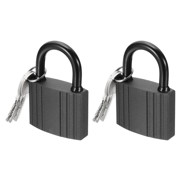 Uxcell 2 Pcs Weatherproof Padlocks, 2.5 Inch Wide Alloy Steel Outdoor Rustproof Long Beam Locks Vinyl Wrapped Waterproof Pin Tumbler Padlock with Brass Cylinder for Garages , Black