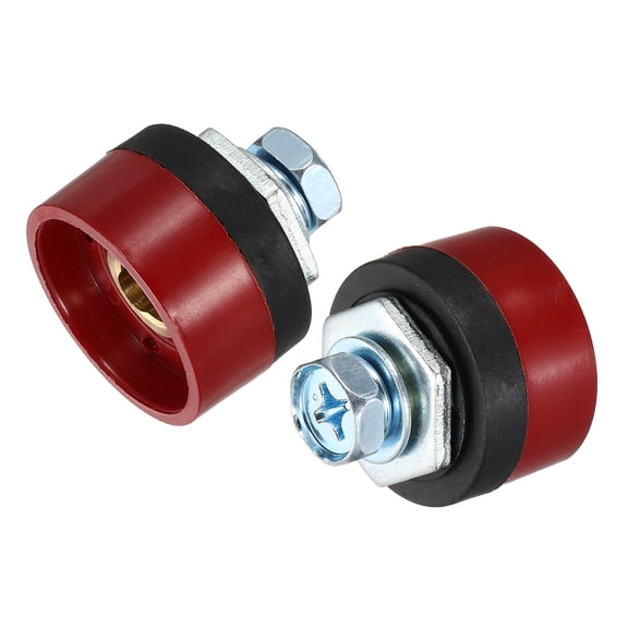 Uxcell 2 Pcs Welding Cables Panel Connector Socket DKJ10-25 Brass Quick Fitting for Power Supply Equipment, Red