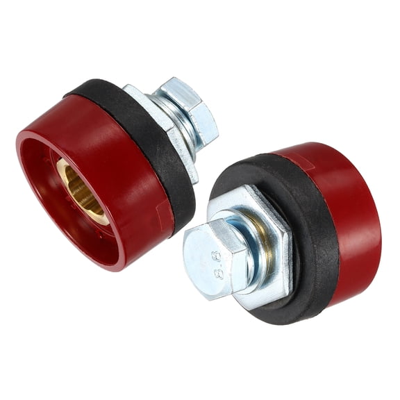 Uxcell 2 Pcs Welding Cables Panel Connector Socket DKJ35-50 Brass Quick Fitting for Power Supply Equipment, Red