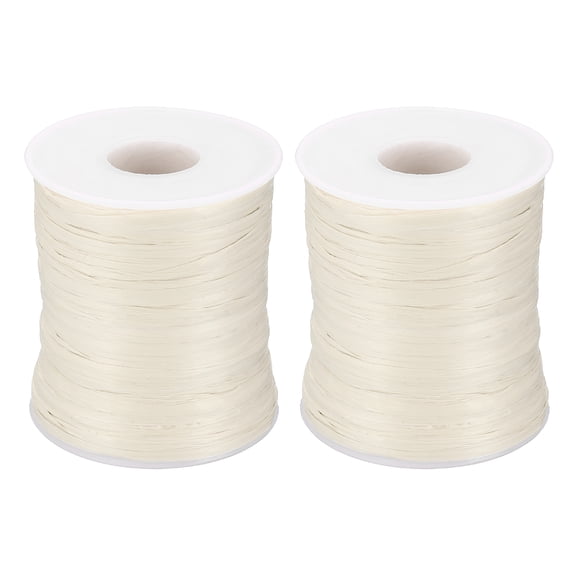Uxcell 2 Pcs White Raffia Yarn, 131 Yard Natural Paper Rope String 1/4 Inch Wide Raffia Ribbon for Gift Wrapping Crocheting Knitting DIY Crafts