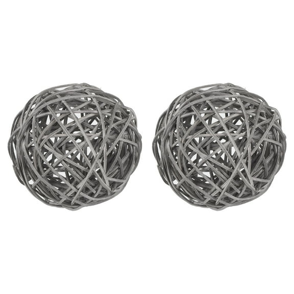 Uxcell 2 Pcs Wicker Rattan Balls 3 Inch Rattan Decorative Balls Vase Fillers for Wedding Party Grey