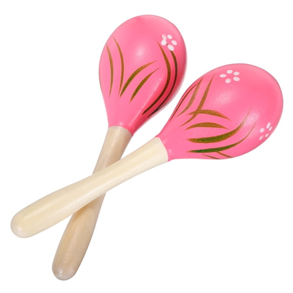 Uxcell 2 Pcs Wooden Maracas, 7.9 Inch Maracas Hand Percussion Rattles Egg Shaker Hand Musical Instruments for Beginners Adults Party, Pink