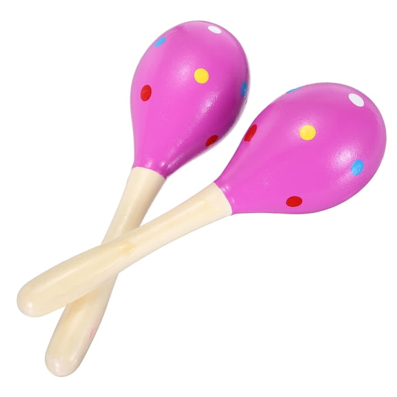 Uxcell 2 Pcs Wooden Maracas, 7.9 Inch Maracas Hand Percussion Rattles Egg Shaker Hand Musical Instruments for Beginners Adults Party, Purple