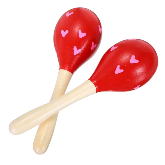 Uxcell 2 Pcs Wooden Maracas, 7.9 Inch Maracas Hand Percussion Rattles Egg Shaker Hand Musical Instruments for Beginners Adults Party, Red