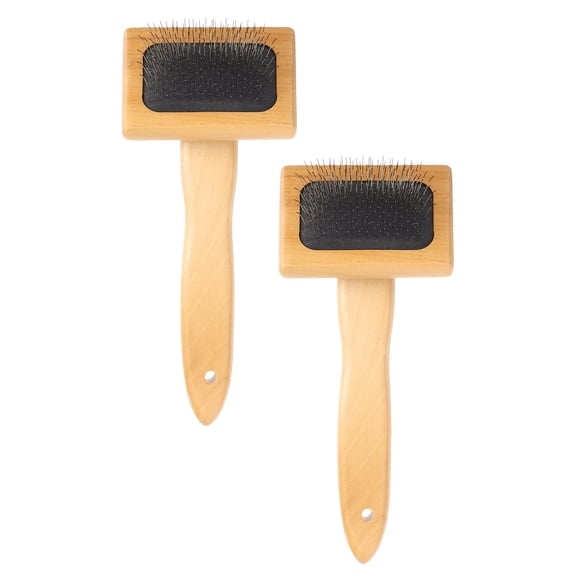 Uxcell 2 Pcs Wool Carder, Hand Carding Brush 2 Small Wooden Pet Grooming Tool for Needle Felting Pet Grooming Weaving Craft Supplies, Black, Wood Color
