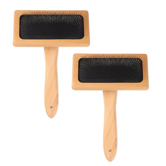 Uxcell 2 Pcs Wool Carder, Hand Carding Brush 2 Large Wooden Pet Grooming Tool for Needle Felting Pet Grooming Weaving Craft Supplies, Black, Wood Color