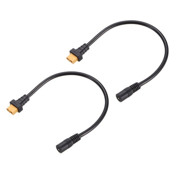 Uxcell 2 Pcs XT60 Adapter Cable, XT60 Male to DC5521 Female 5.5 x 2.1mm Connector Cable for Portable Power Station, Solar Panel, Solar Power Generator