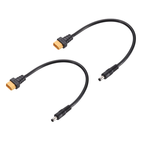 Uxcell 2 Pcs XT60 Adapter Cable, XT60 Male to DC5525 Male 5.5 x 2.5mm Connector Cable for Portable Power Station, Solar Panel, Solar Power Generator
