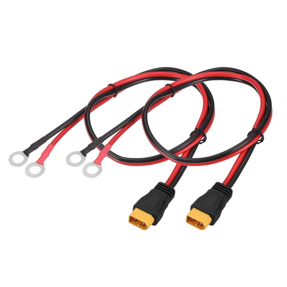 Uxcell 2 Pcs XT60 to O Ring Terminal Cable, 12AWG 2FT XT60 Male 300V to O Ring Eyelet Terminal Plug Connector for Lithium Batteries Solar Power Systems FPV Racing Drones