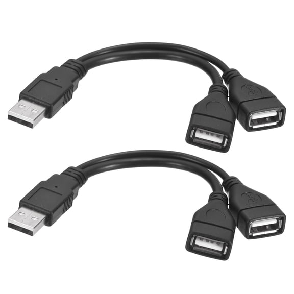 Uxcell 2 Pcs Y Splitter Data Charger Cable Cord, 0.17 M/6.7 Inch USB 2.0 Male to Dual Female USB Y-Splitter Cable for Computers Mobile Phones Tablets Portable Hard Drives