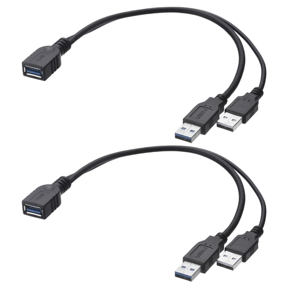 Uxcell 2 Pcs Y Splitter Data Charger Cable Cord, 0.32 M/12.6 Inch USB 3.0 Female to Dual Male USB Y-Splitter Cable for Computer Mobile Phones Tablets Portable Hard Drives