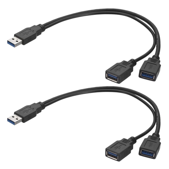 Uxcell 2 Pcs Y Splitter Data Charger Cable Cord, 0.32 M/12.6 Inch USB 3.0 Male to Dual Female USB Y-Splitter Cable for Computers Mobile Phones Tablets Portable Hard Drives