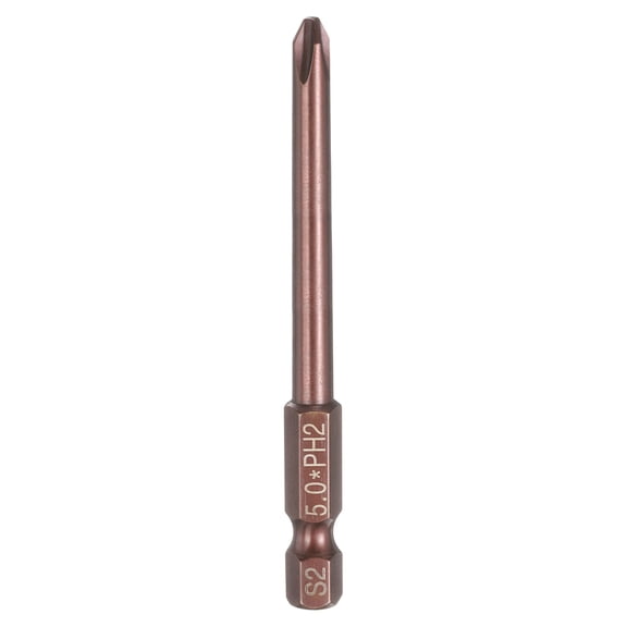Uxcell #2 Phillips Screwdriver Bit PH2 1/4" Hex Shank 3" (75mm) Long 0.2" Rod Magnetic Cross Head Drive Drill Bits S2 Steel Industrial Screw Driver Electric Power Tool, Brown