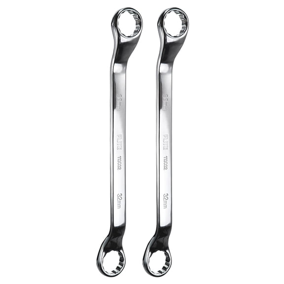Uxcell 2 Pieces 45 Degree Offset Box End Wrenches 30mm x 32mm Metric 12 Point CR-V Steel Industrial Double Box Wrench