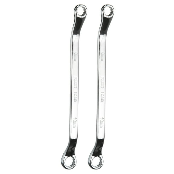 Uxcell 2 Pieces 45 Degree Offset Box End Wrenches 8mm x 10mm Metric 12 Point CR-V Steel Industrial Double Box Wrench