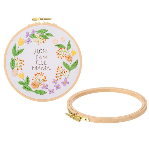 Uxcell 2 Pieces 7 Inch Beech Wood Embroidery Hoops, Arc Side Circle Cross Stitch Hoop Frames with Brass Screw