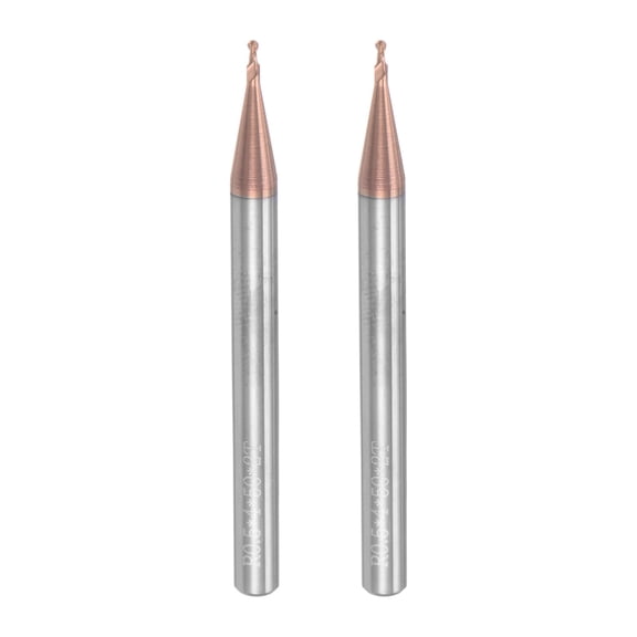 Uxcell 2 Pieces Ball Nose End Mills 0.5mm Radius Solid Carbide TiSin Coated 2 Flutes HRC55 CNC Router Bits