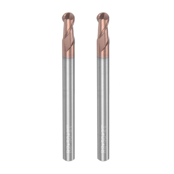 Uxcell 2 Pieces Ball Nose End Mills 2mm Radius Solid Carbide TiSin Coated 2 Flutes HRC55 CNC Router Bits