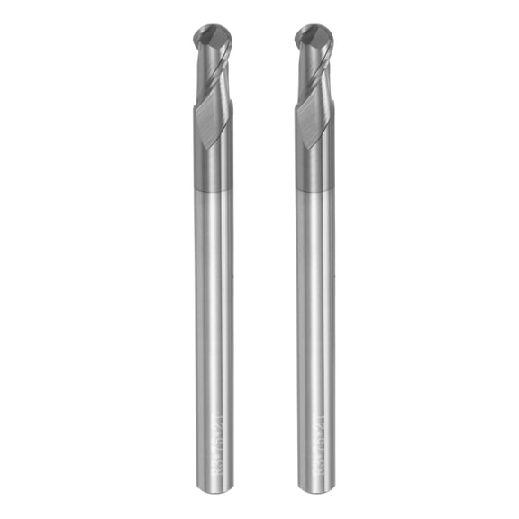 Uxcell 2 Pieces Ball Nose End Mills 3mm Radius Solid Carbide AlTiN Coated 2 Flutes HRC45 CNC Router Bits