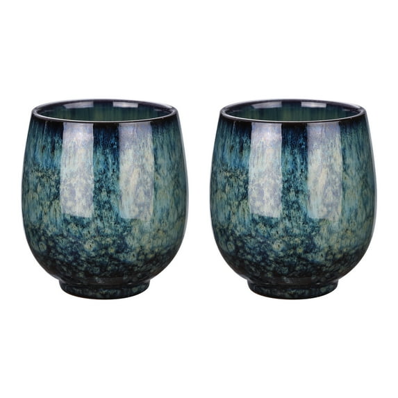 Uxcell 2 Pieces Chinese Ceramic Teacup 5.41oz Traditional Gong Fu Tea Set, Indigo Blue