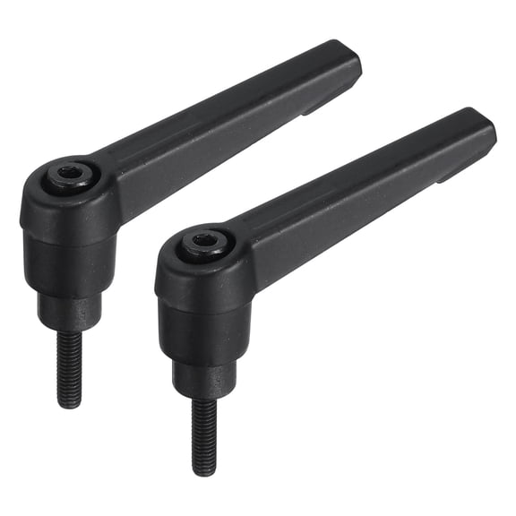Uxcell 2 Pieces Clamping Lever Adjustable Handle M4 x 16mm Metric Black Oxide Carbon Steel Threaded Stud Hand Knobs, Black
