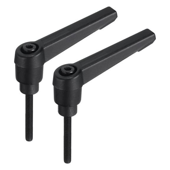 Uxcell 2 Pieces Clamping Lever Adjustable Handle M4 x 32mm Metric Black Oxide Carbon Steel  Threaded Stud Hand Knobs, Black