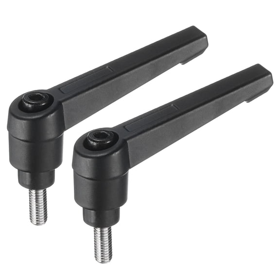 Uxcell 2 Pieces Clamping Lever Adjustable Handle M5 x 10mm Metric 304 Stainless Steel Threaded Stud Hand Knobs, Black