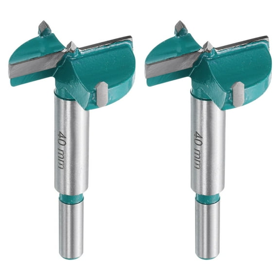 Uxcell 2 Pieces Forstner Drill Bit 1-9/16" (40mm) Carbide Wood Drill Bit Hinge Hole Opener Round Shank