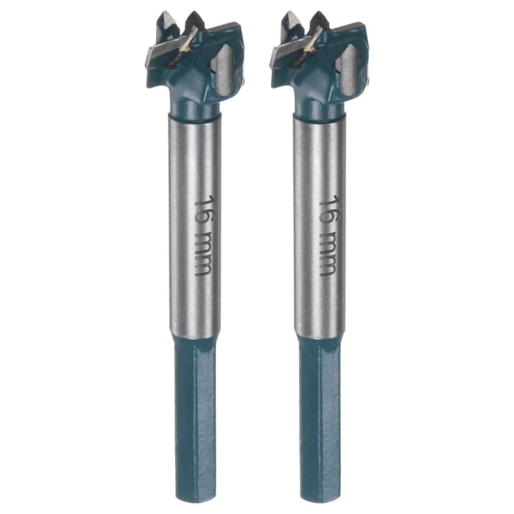 Uxcell 2 Pieces Forstner Drill Bit 16mm (5/8") Carbide Wood Hinge Hole Opener Hex Shank