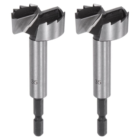 Uxcell 2 Pieces Forstner Drill Bit 35mm (1-3/8") Dia 1/4" Hex Shank Multi-Tooth Wood Hinge Drill Bits