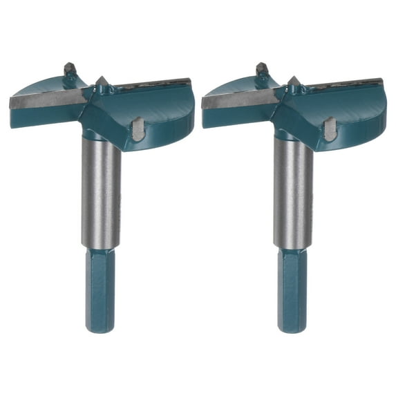 Uxcell 2 Pieces Forstner Drill Bit 60mm (2-3/8") Carbide Wood Hinge Hole Opener Hex Shank