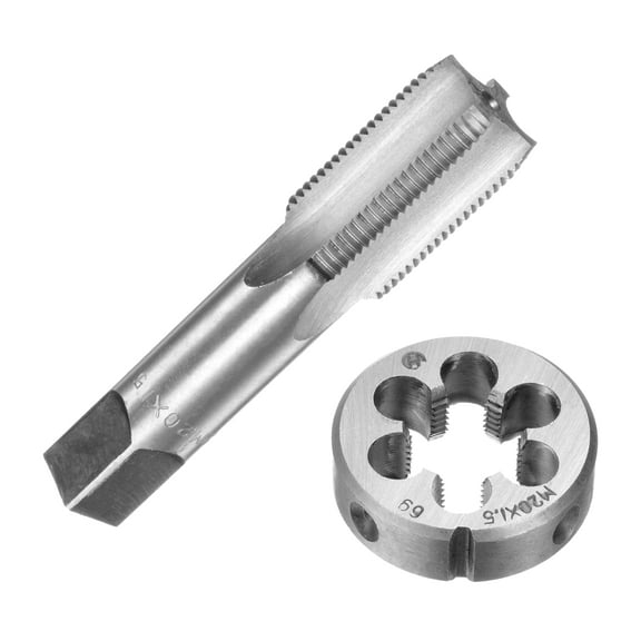 Uxcell 2 Pieces Metric Tap and Die Set M20 x 1.5 Thread Tap & Round Die Threading Repair Tools
