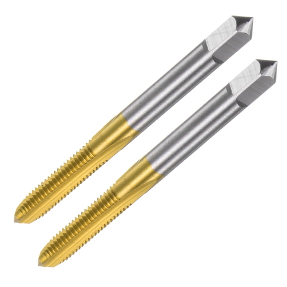 Uxcell 2 Pieces Metric Thread Taps M6 x 1 Straight Flute Ti-Coated High Speed Steel 6542 Threading Tapping