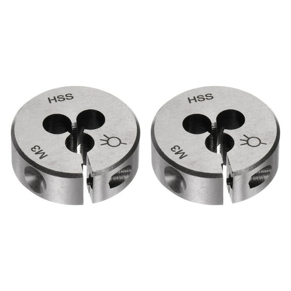 Uxcell 2 Pieces Round Threading Dies Metric M3 x 0.5 Thread Adjustable High Speed Steel Screw Die