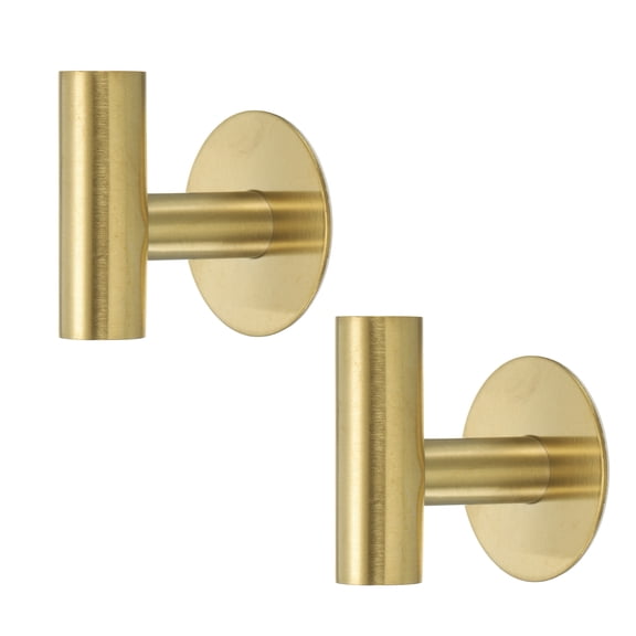 Uxcell 2 Pieces Self Adhesive Hook Stainless Steel Waterproof Towel Wall Hooks, Gold