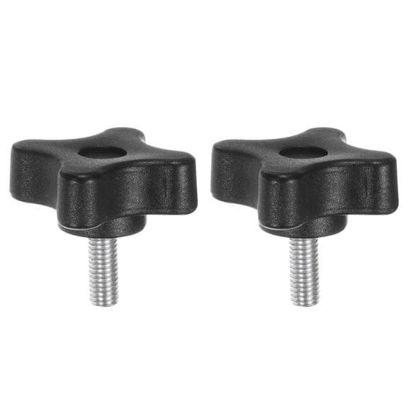 Uxcell 2 Pieces Star Knobs M5 x 14mm Metric Threaded Stud 32mm 4-Point Plastic Head Clamping Thumb Screws
