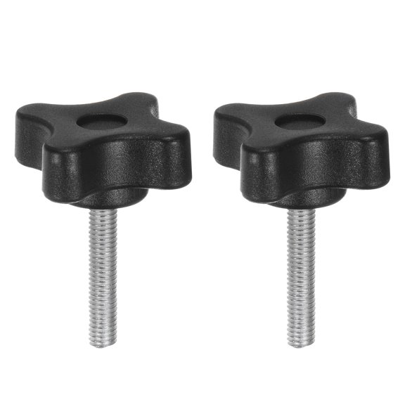 Uxcell 2 Pieces Star Knobs M5 x 25mm Metric Threaded Stud 32mm 4-Point Plastic Head Clamping Thumb Screws