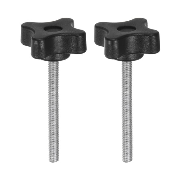 Uxcell 2 Pieces Star Knobs M5 x 50mm Metric Threaded Stud 32mm 4-Point Plastic Head Clamping Thumb Screws