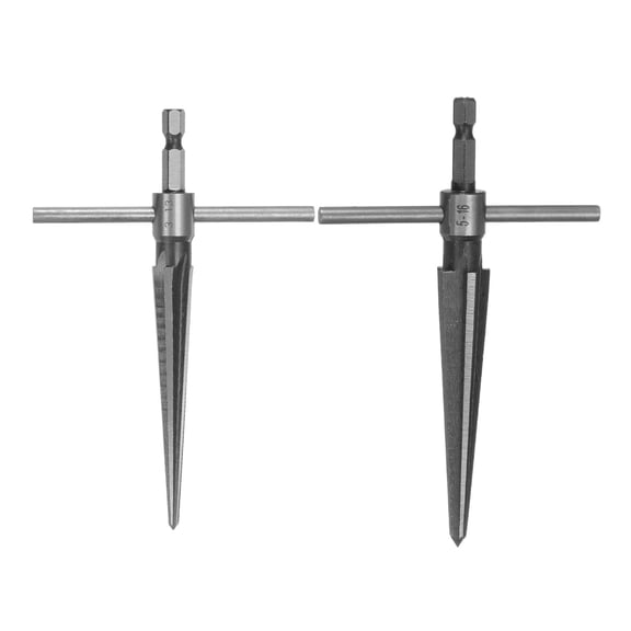 Uxcell 2 Pieces Tapered Hand Reamer Set 1/8"-1/2" (3-13mm) 3/16''-5/8'' (5-16mm) T Handle 6 Flutes