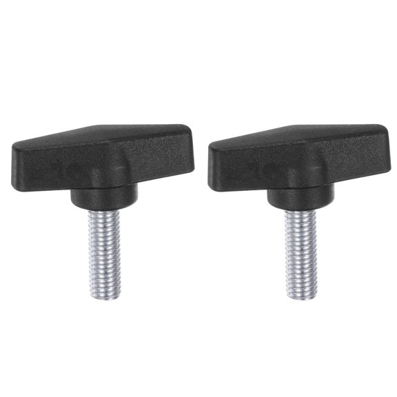 Uxcell 2 Pieces Tee Wing Knobs M10 x 25mm Metric Male Thread 55mm Plastic T Head Thumb Screw Clamping Stud Knob Black