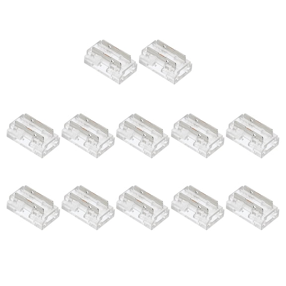 Uxcell 2 Pin COB LED Strip Connectors Fit 8mm/0.31" 12Pcs Clear L 15.5mm/0.61" LED Light Strip Connector Solderless Board-to-Wire for COB Tape Fixture DIY Shelf RV Lighting Accessories