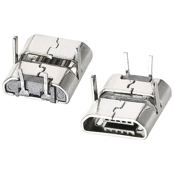 Uxcell 2-Pin DIP 90 Degree USB 2.0 Type A Female Socket Connector Right Angle Metal Silver Tone 10pcs