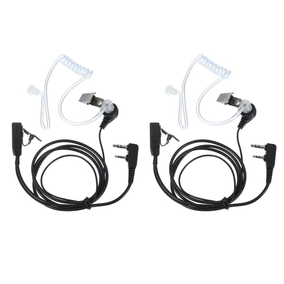 Uxcell 2 Pin Earpiece Headset with Transparent Air Tube, 2 Pcs General Two Way Radio Headset for UV5R BF888S Walkie Talkie, Black&Transparent