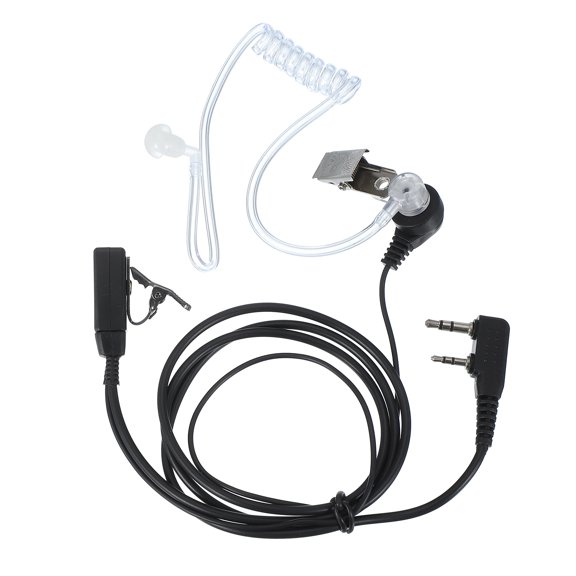 Uxcell 2 Pin Earpiece Headset with Transparent Air Tube, General Two Way Radio Headset for UV5R BF888S Walkie Talkie, Black&Transparent