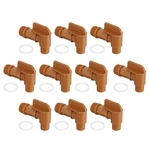Uxcell 2" Plastic Spigot Faucet, 10 Pack Barrel Faucet Durable PE Replacement Spigot for 15/30/50 Gallon Drum, Brown